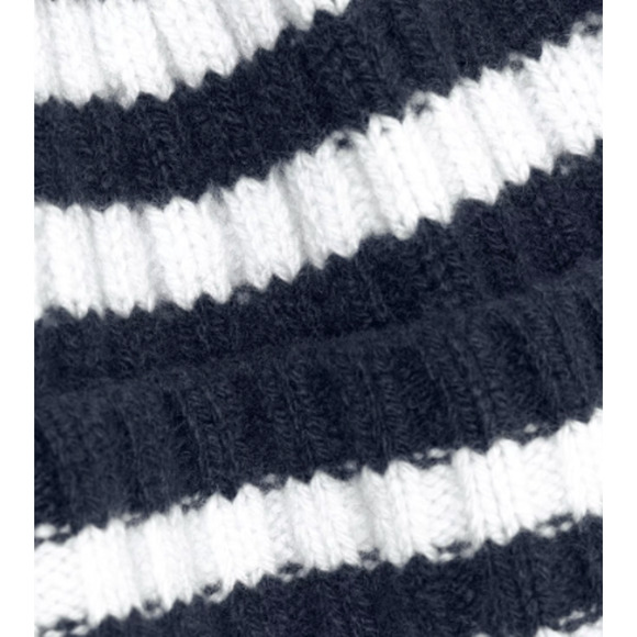 NWT Everlane Unisex The Cashmere Wool Beanie Hat Navy Cream Striped One Size main image 6